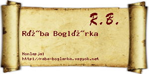 Rába Boglárka névjegykártya