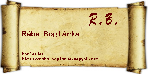 Rába Boglárka névjegykártya